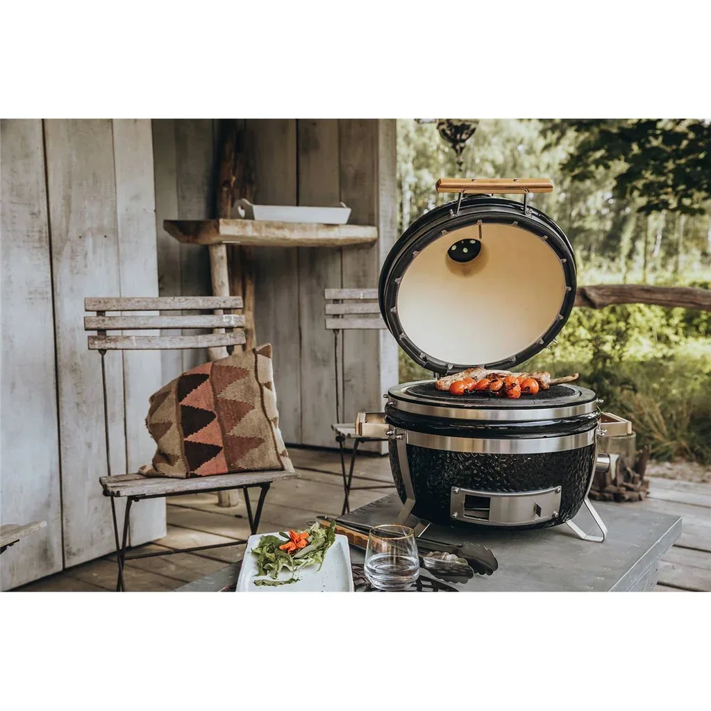 Barbacoa de Cerámica Kamado Monolith ICON 2.0 Compacto Negro con Soporte