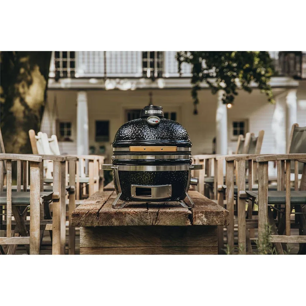 Barbacoa de Cerámica Kamado Monolith ICON 2.0 Compacto Negro con Soporte