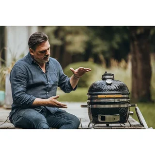 Barbacoa de Cerámica Kamado Monolith ICON 2.0 Compacto Negro con Soporte