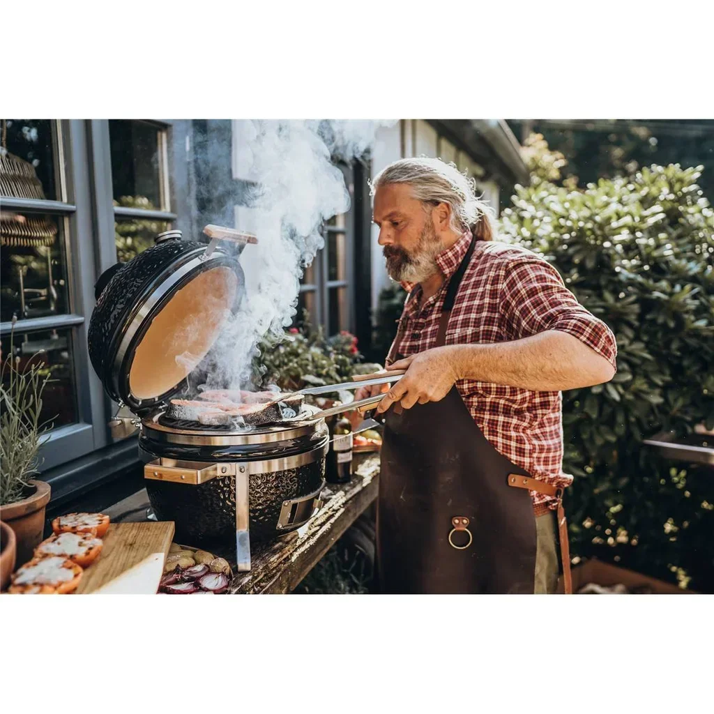 Barbacoa de Cerámica Kamado Monolith ICON 2.0 Compacto Negro con Soporte