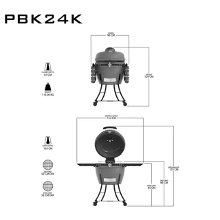 Pit Boss K24 Kamado Ceramic BBQ Grill 24 inch Charcoal Smoker Anthracite Grey