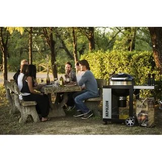 Barbacoa de carbón Napoleon PRO 22K con carro y parrillas WAVE de hierro fundido