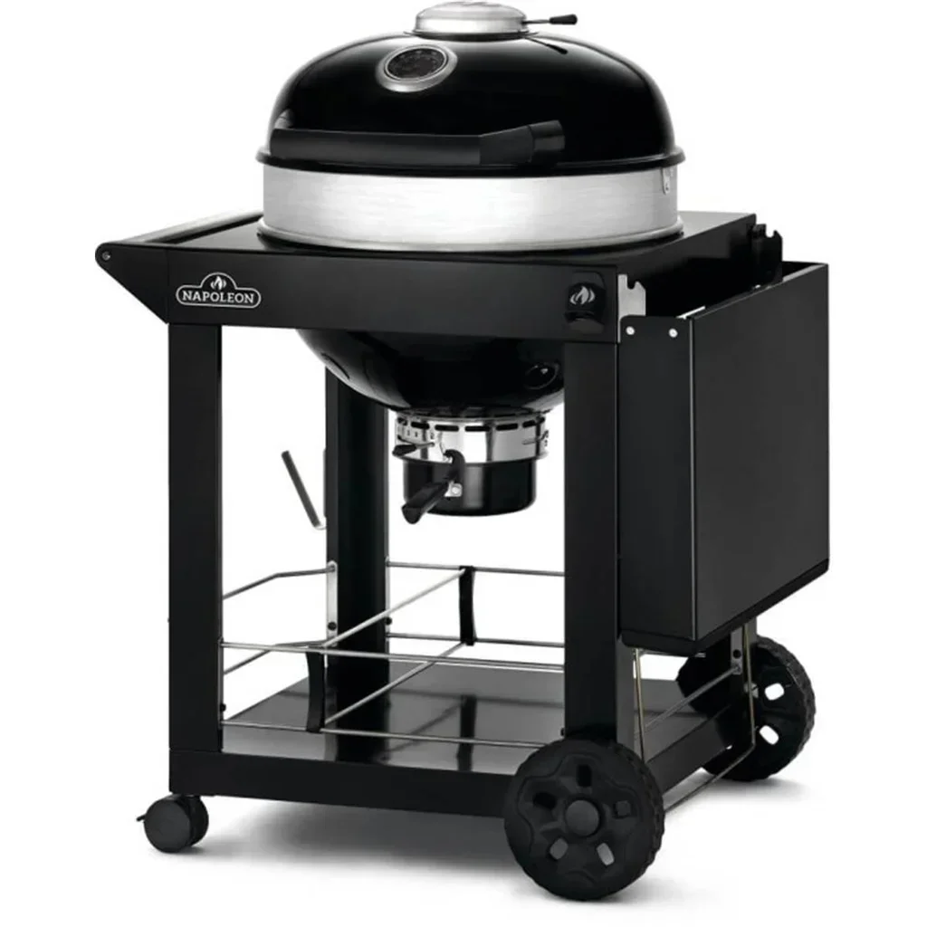 Barbacoa de carbón Napoleon Kettle PRO 57 cm con carrito y parrillas de hierro fundido WAVE