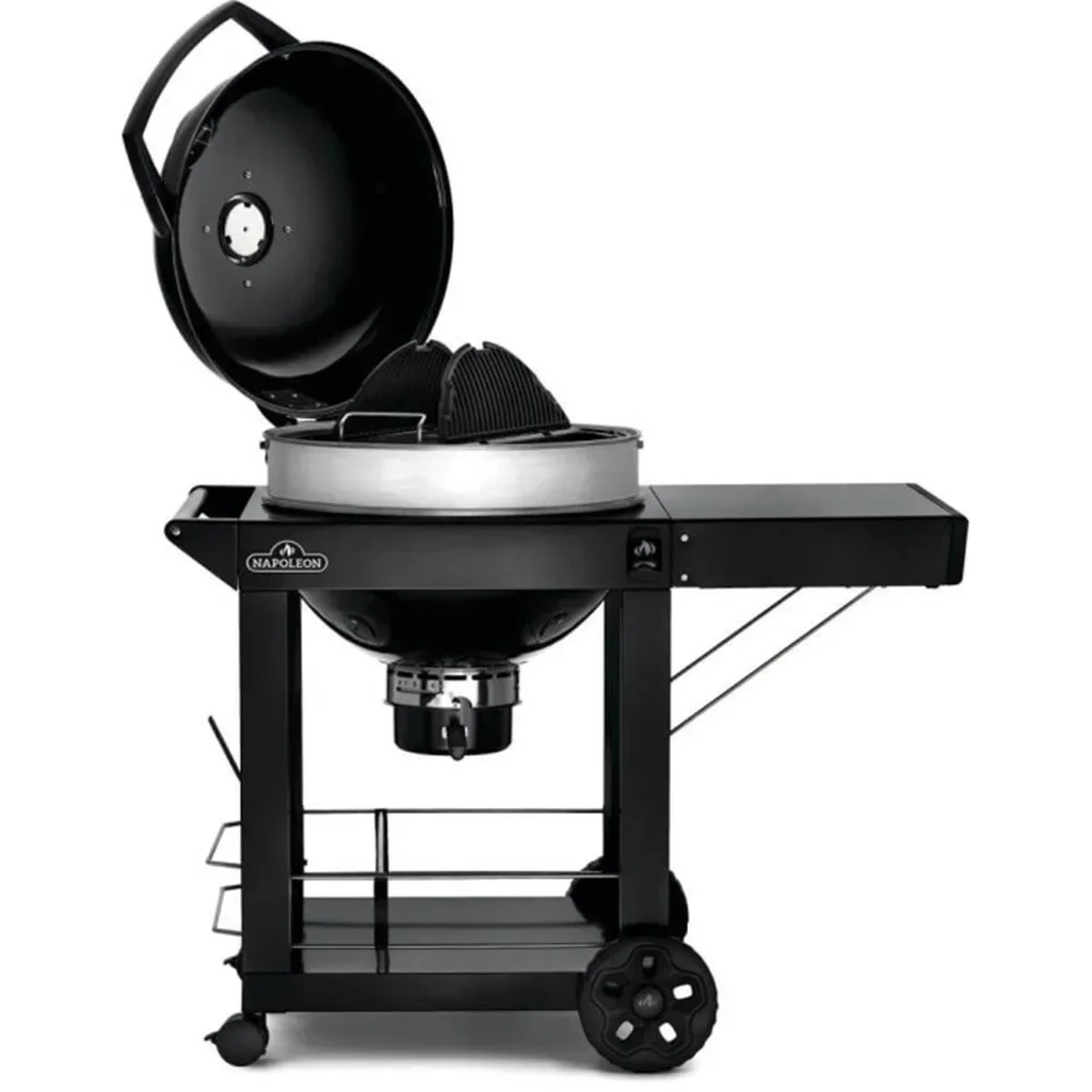 Barbacoa de carbón Napoleon Kettle PRO 57 cm con carrito y parrillas de hierro fundido WAVE