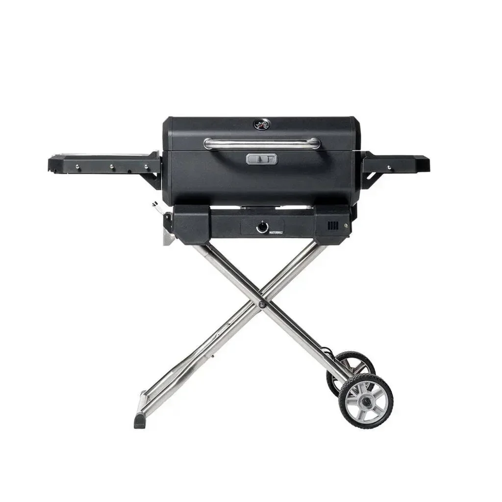 Barbacoa de carbón portátil Masterbuilt con carro, tapa bloqueable y sistema QuickCollapse