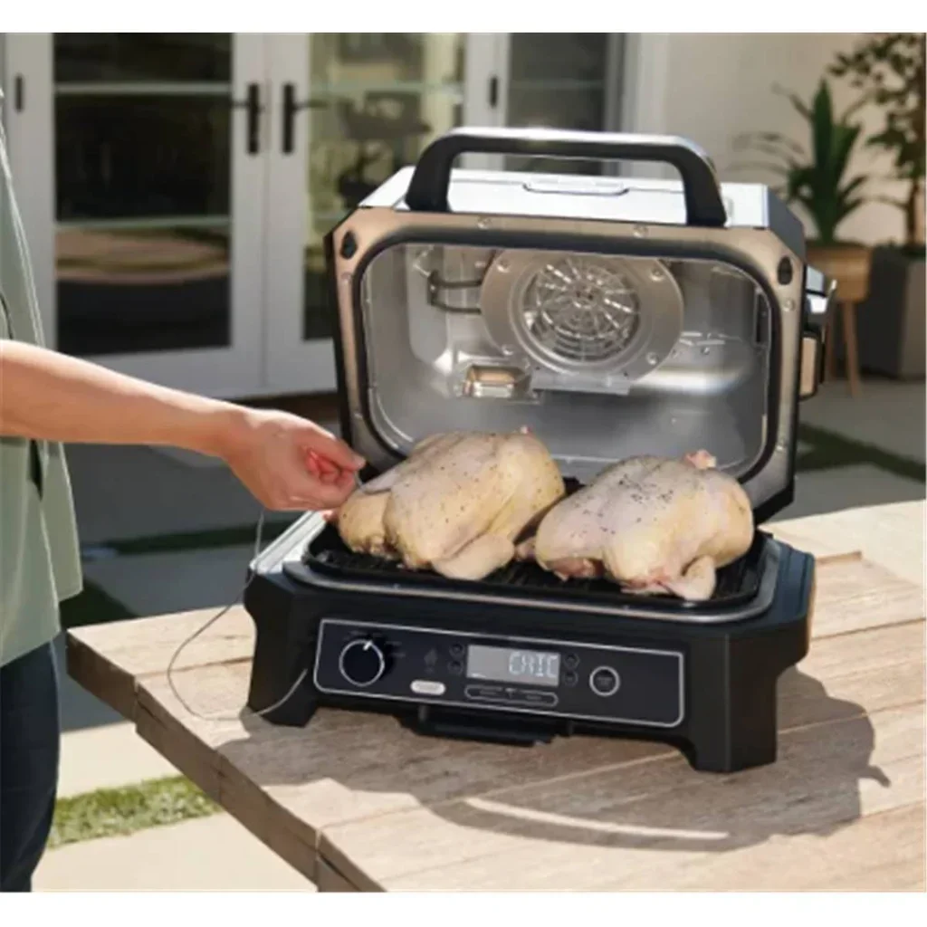 Barbacoa eléctrica ahumador Ninja Woodfire XL 7 en 1 parrilla exterior 45x31 cm