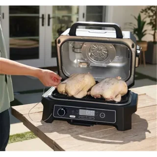 Barbacoa eléctrica ahumador Ninja Woodfire XL 7 en 1 parrilla exterior 45x31 cm