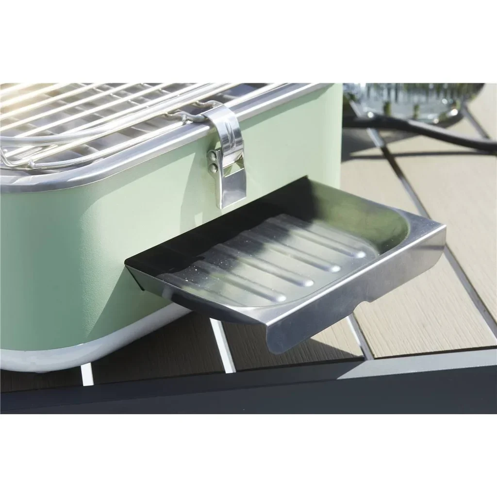 Barbacoa eléctrica portátil Barbecook E-Carlo Paris Green compacta balcón