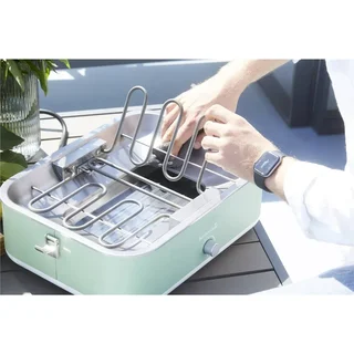 Barbacoa eléctrica portátil Barbecook E-Carlo Paris Green compacta balcón