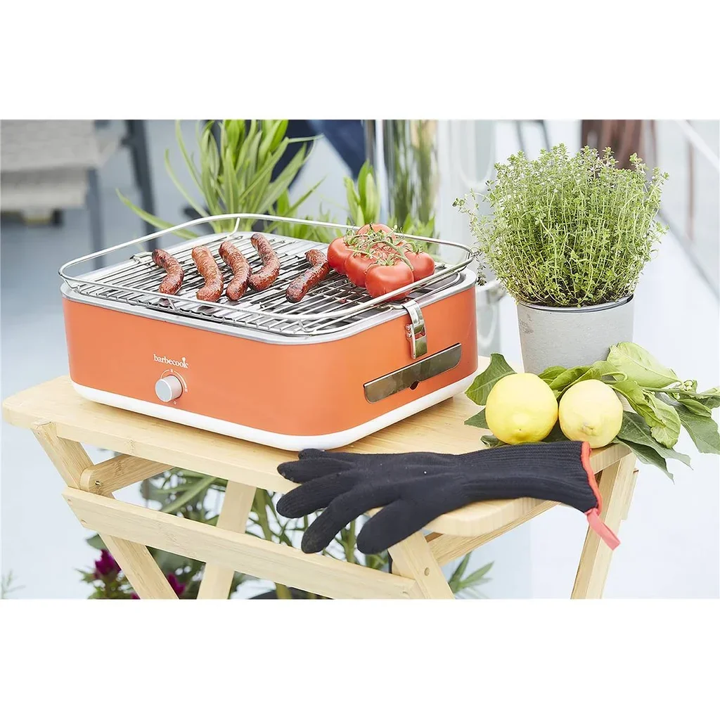 Barbacoa eléctrica portátil Barbecook E-Carlo roja - Parrilla de mesa compacta 1500W