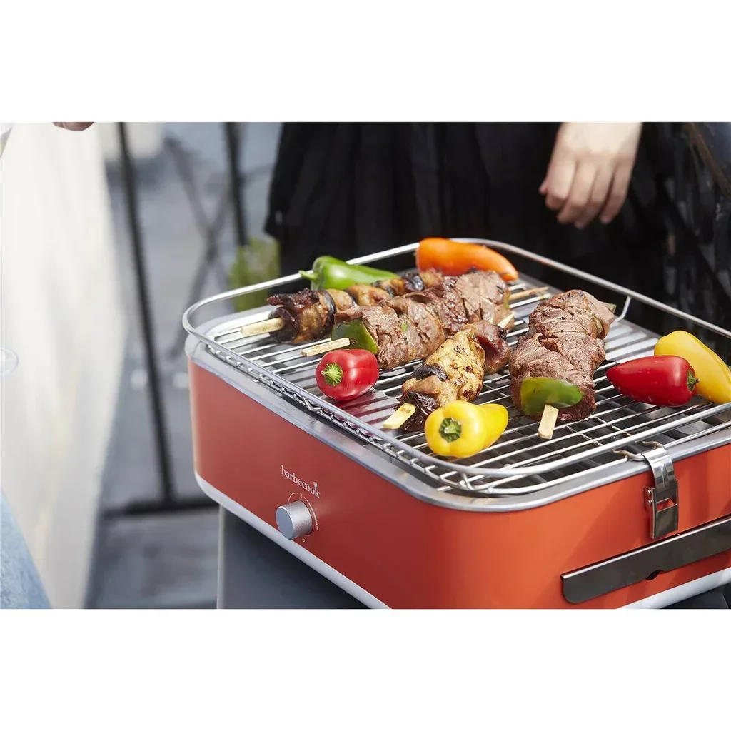 Barbacoa eléctrica portátil Barbecook E-Carlo roja - Parrilla de mesa compacta 1500W