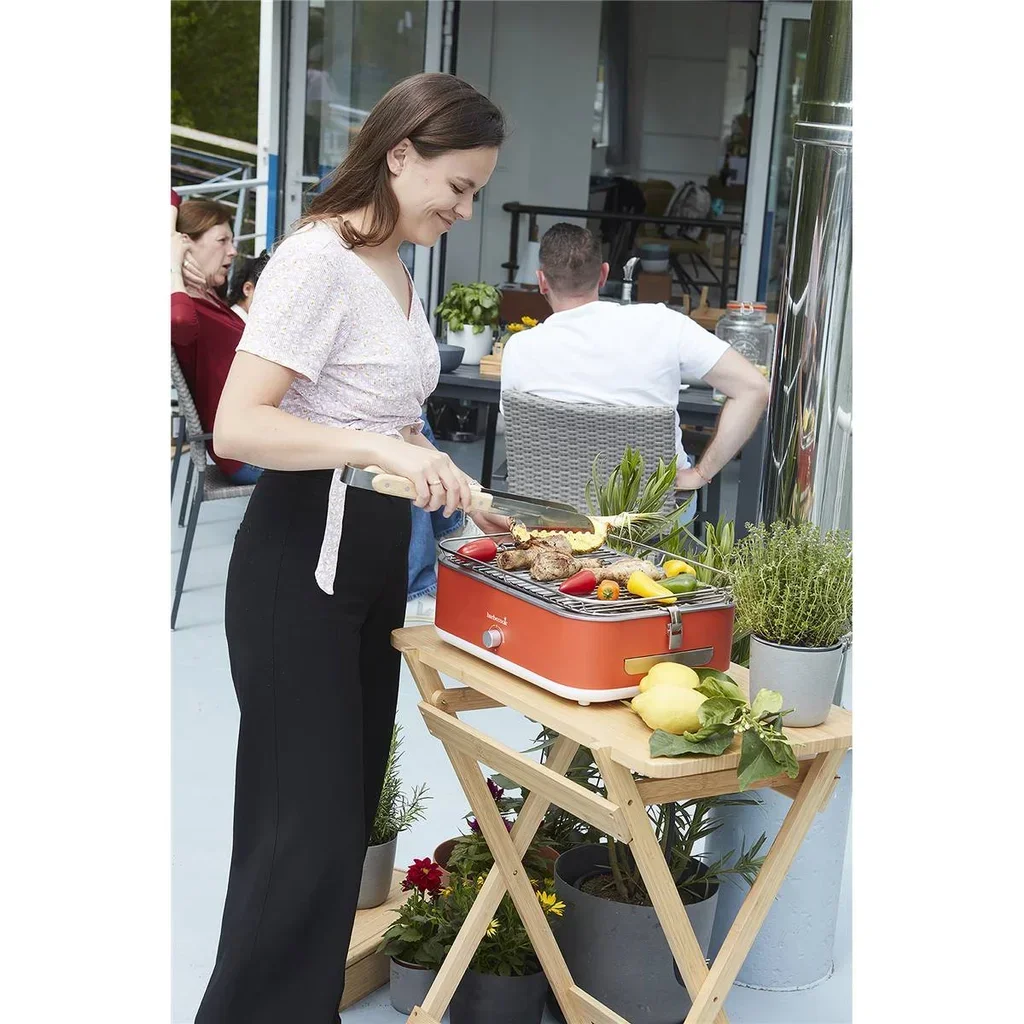 Barbacoa eléctrica portátil Barbecook E-Carlo roja - Parrilla de mesa compacta 1500W