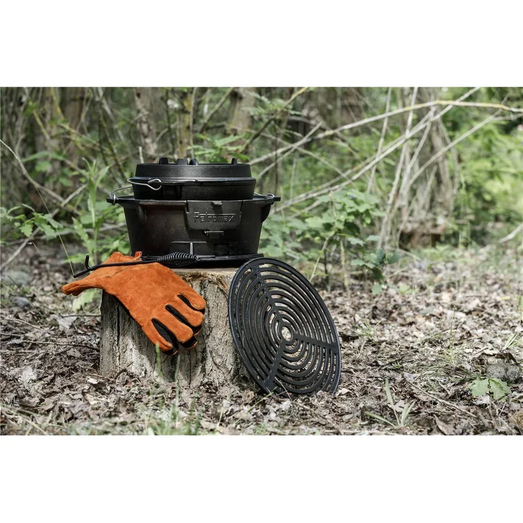 Petromax TG3 Cast Iron BBQ Grill - Adjustable 40cm Grid for Garden Outdoor Cooking