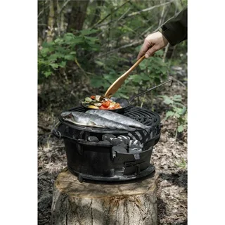 Petromax TG3 Cast Iron BBQ Grill - Adjustable 40cm Grid for Garden Outdoor Cooking