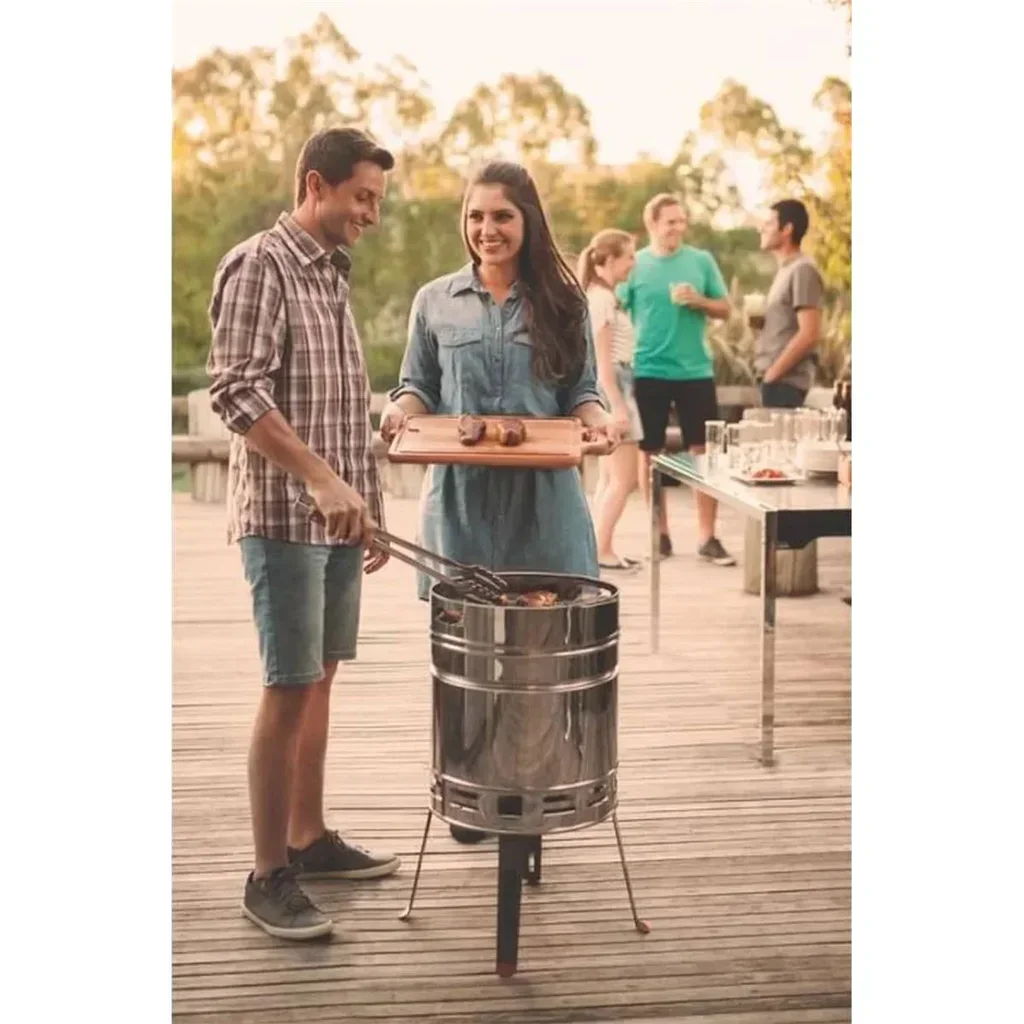 Barbacoa de Carbón Barril Churrasco Acero Inoxidable Tramontina TCP 400 Premium