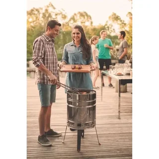 Barbacoa de Carbón Barril Churrasco Acero Inoxidable Tramontina TCP 400 Premium