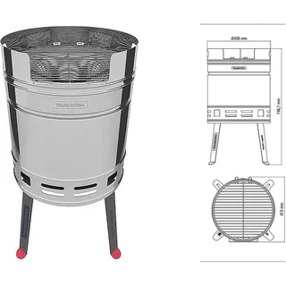 Barbacoa de Carbón Barril Churrasco Acero Inoxidable Tramontina TCP 400 Premium