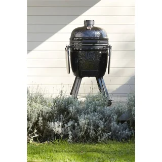 Barbacoa Kamado Kamal Negro 53 cm Cerámica Carbón Vegetal Premium