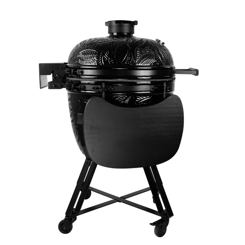 Barbacoa Kamado Kamal Negro 53 cm Cerámica Carbón Vegetal Premium