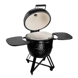 Barbacoa Kamado Kamal Negro 53 cm Cerámica Carbón Vegetal Premium