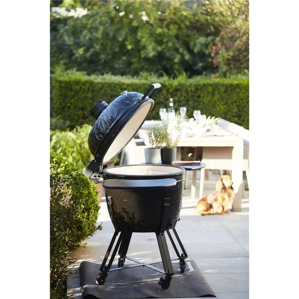 Barbacoa Kamado Kamal Negro 53 cm Cerámica Carbón Vegetal Premium