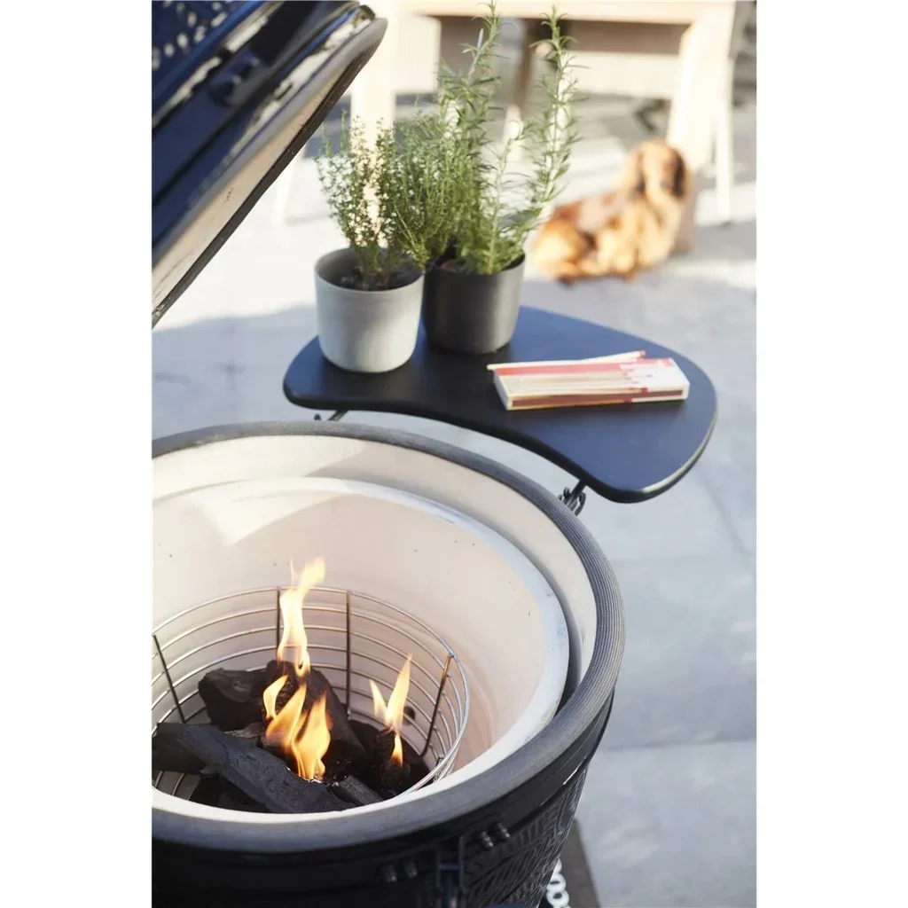 Barbacoa Kamado Kamal Negro 53 cm Cerámica Carbón Vegetal Premium