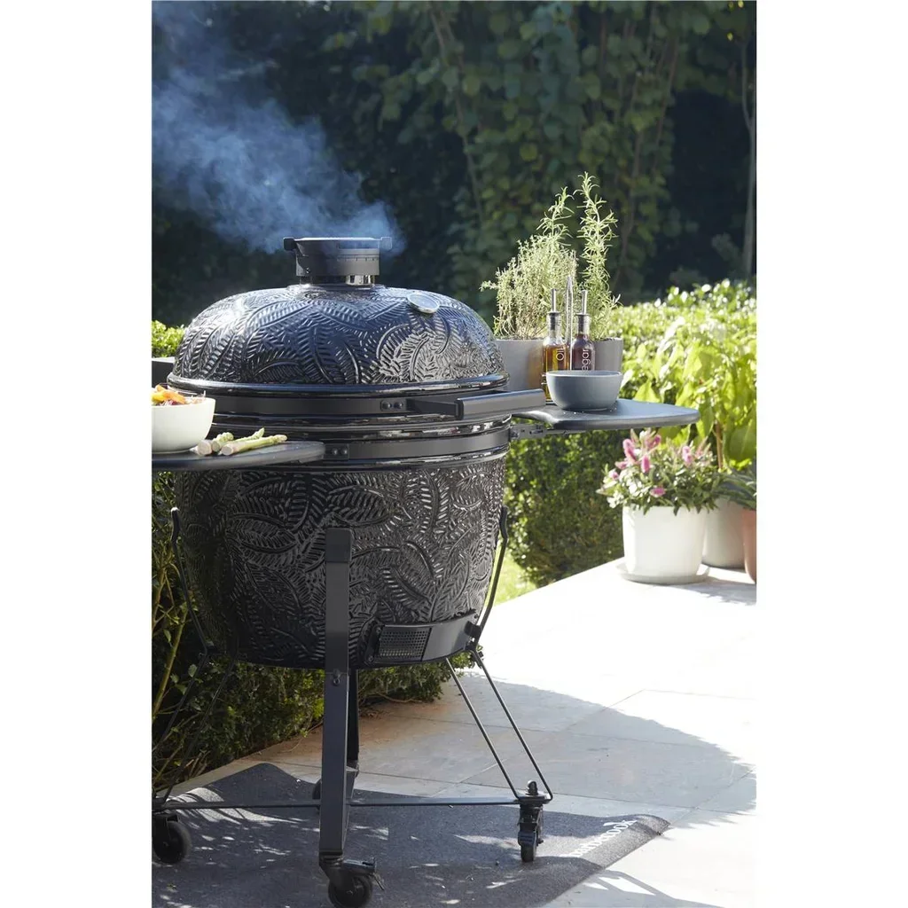 Barbacoa Kamado Kamal Negro 53 cm Cerámica Carbón Vegetal Premium