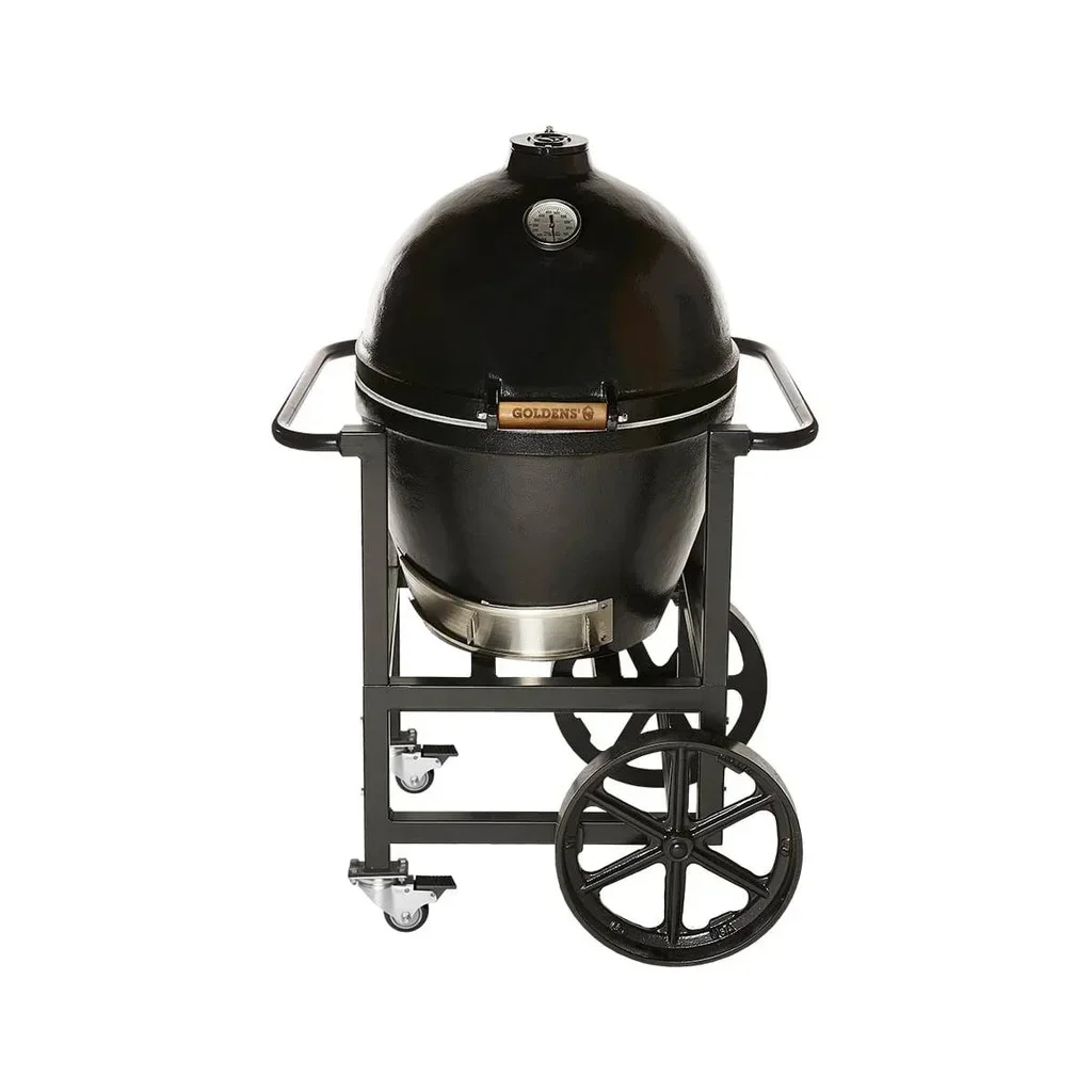 Barbacoa Kamado Goldens de Hierro Fundido con Carrito Móvil 52 cm