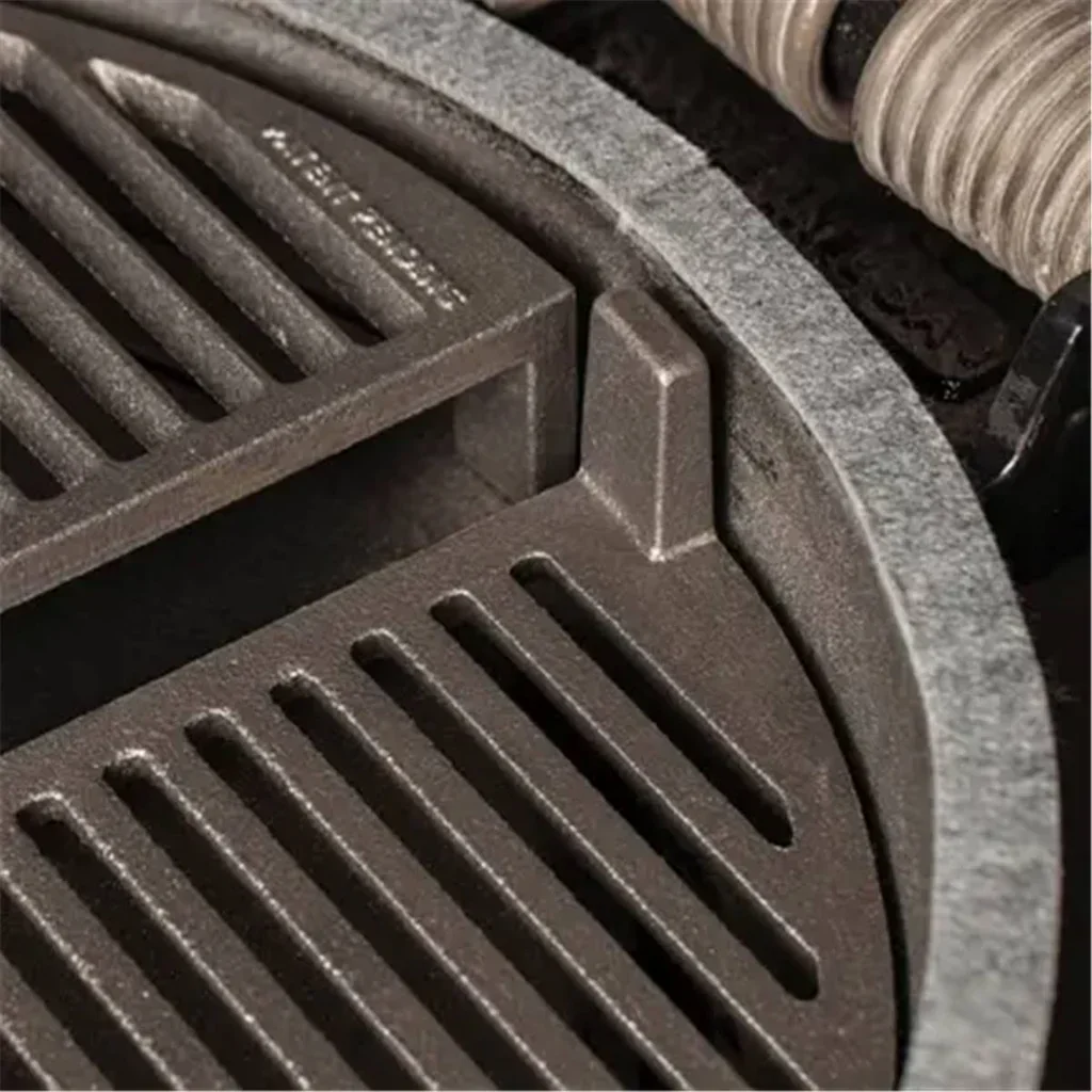 Barbacoa Kamado Goldens Hierro Fundido 52cm con Carrito y Estantes de Madera Compuesta