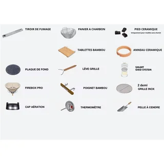 Barbacoa Kamado Monolith CLASSIC ProSerie 2.0 Negro - 44 cm, Smart Grid, 10 personas