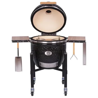 Barbacoa Kamado Monolith LeCHEF ProSerie 2.0 con Carrito, Funda y Piedra para Pizza