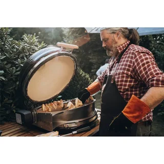 Barbacoa Kamado Monolith LeCHEF ProSerie 2.0 con Carrito, Funda y Piedra para Pizza