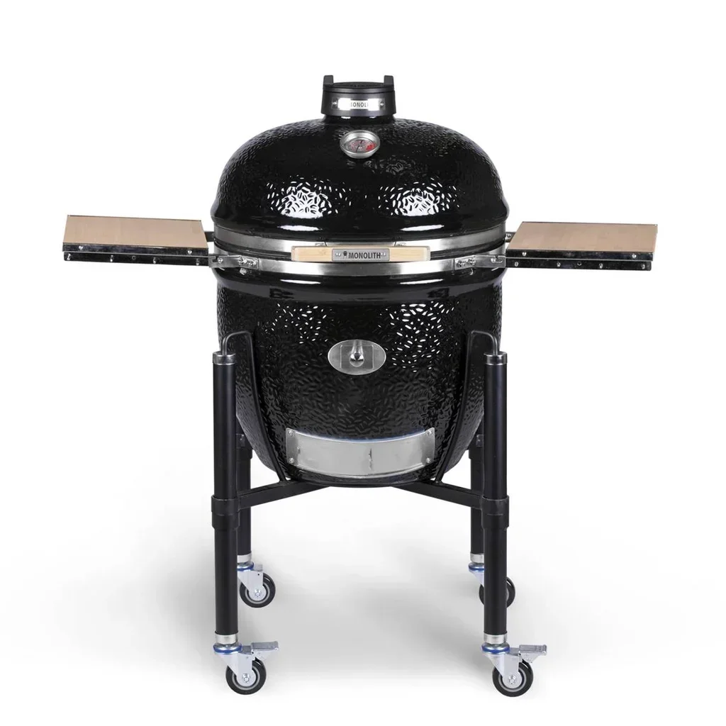 Barbacoa Kamado Monolith LeCHEF ProSerie 2.0 con Carrito, Funda y Piedra para Pizza