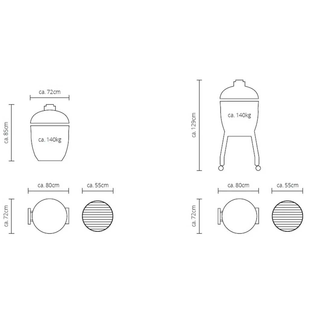 Barbacoa Kamado Monolith LeCHEF ProSerie 2.0 con Carrito, Funda y Piedra para Pizza