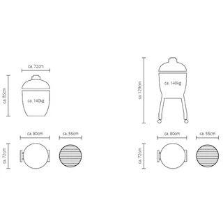 Barbacoa Kamado Monolith LeCHEF ProSerie 2.0 con Carrito, Funda y Piedra para Pizza