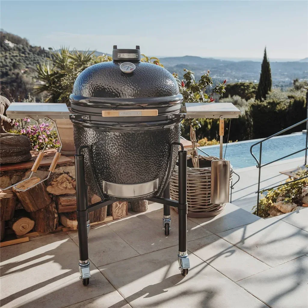 Barbacoa Kamado Monolith ONE 66 Negro con Carro - Parrilla de Cerámica Premium 52cm