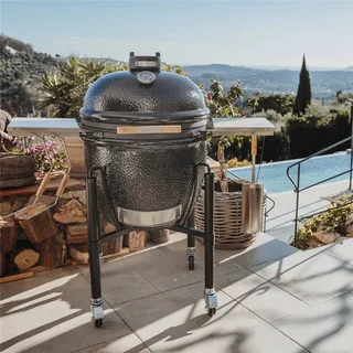 Barbacoa Kamado Monolith ONE 66 Negro con Carro - Parrilla de Cerámica Premium 52cm