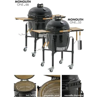 Barbacoa Kamado Monolith ONE 66 Negro con Carro - Parrilla de Cerámica Premium 52cm