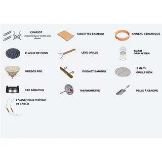 Barbacoa Kamado Monolith ONE 66 Negro con Carro - Parrilla de Cerámica Premium 52cm