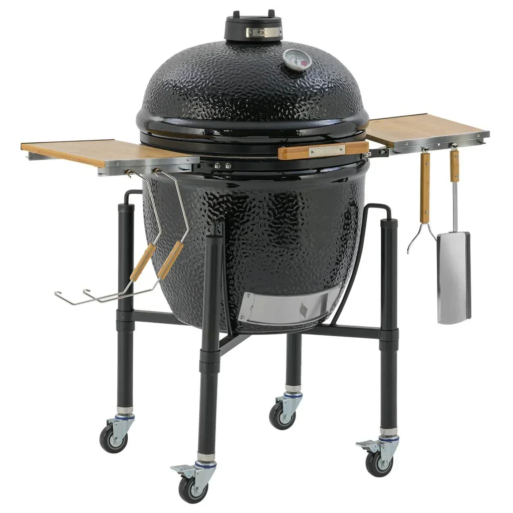 Barbacoa Kamado Monolith ONE 66 Negro con Carro - Parrilla de Cerámica Premium 52cm