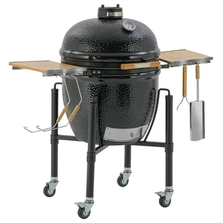 Barbacoa Kamado Monolith ONE 66 Negro con Carro - Parrilla de Cerámica Premium 52cm