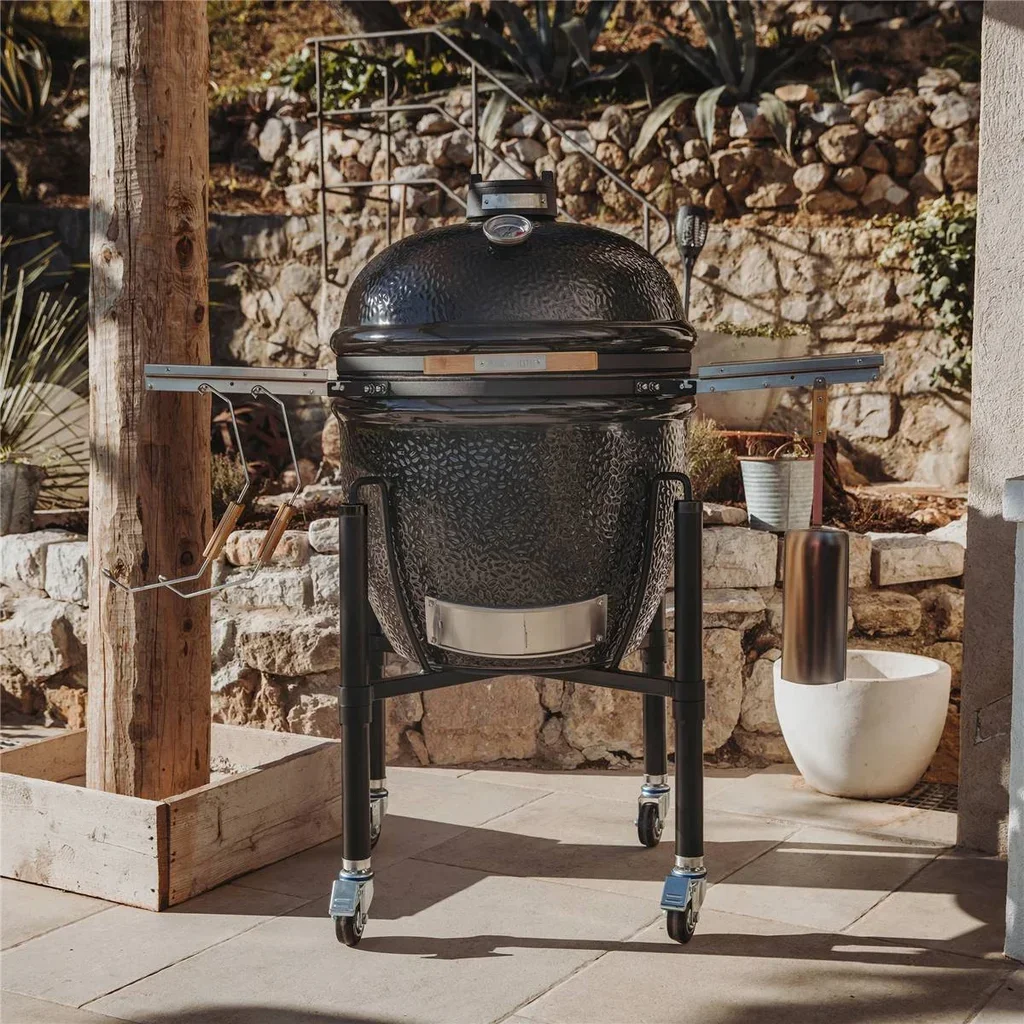 Barbacoa Kamado Monolith ONE 66 Negro con Carro - Parrilla de Cerámica Premium 52cm