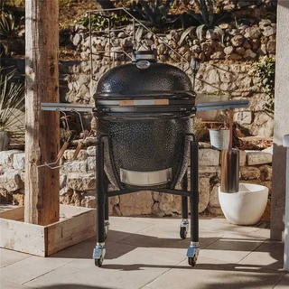 Barbacoa Kamado Monolith ONE 66 Negro con Carro - Parrilla de Cerámica Premium 52cm