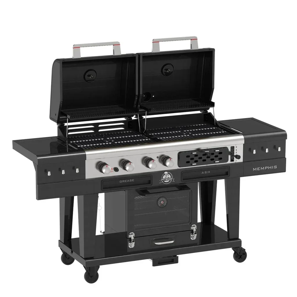 Barbacoa híbrida Pit Boss Memphis Ultimate 2.0 grill gas carbón ahumador horno pizza 4 en 1