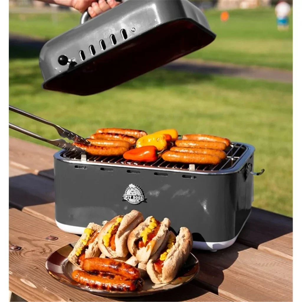 Barbecue nomade charbon compact transportable acier inoxydable ventilateur intégré 6kg