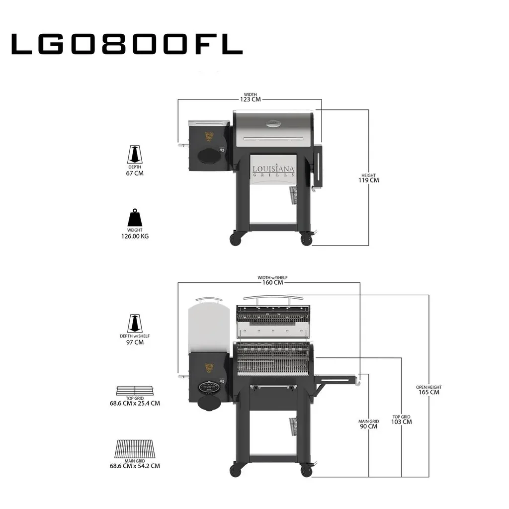 Barbacoa pellet Louisiana Grills 800 Founders Legacy conectada 8-en-1 acero inoxidable