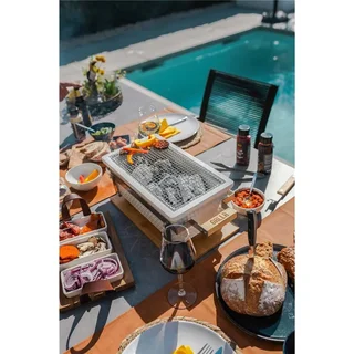 Barbacoa de Mesa Japonesa Portátil Osaka Shichirin Blanca Rectangular Compacta