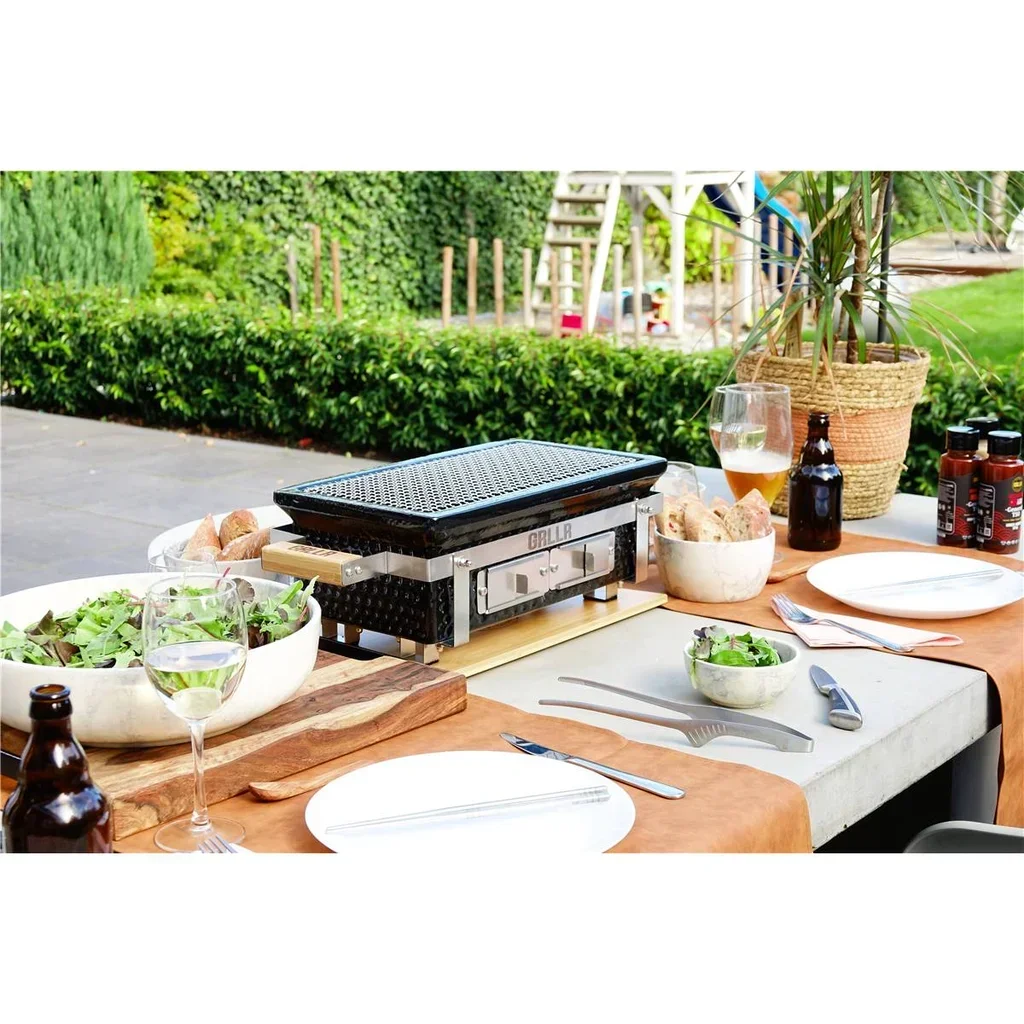 Japanese table barbecue Osaka Shichirin black rectangular 52cm