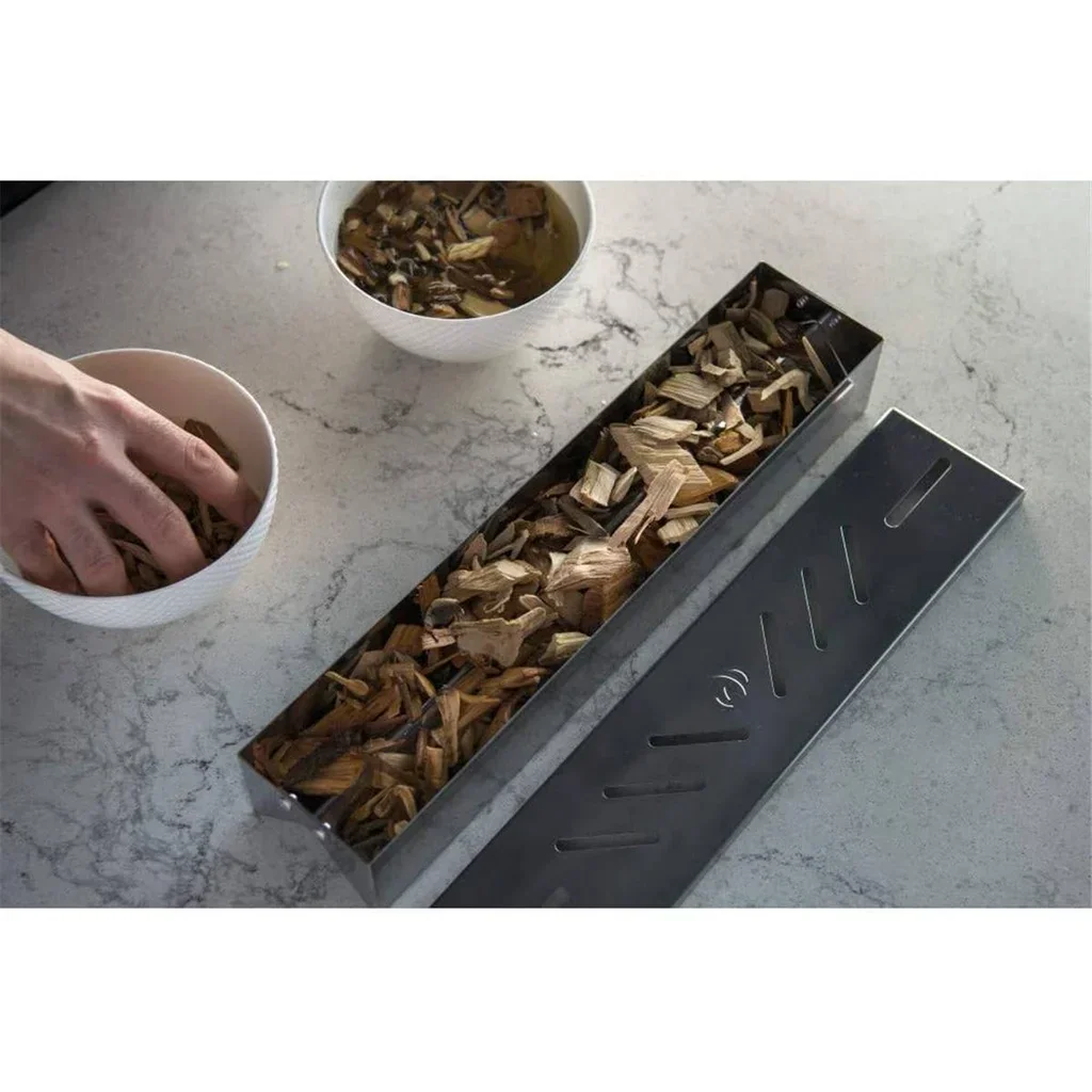 Caja de ahumado para barbacoa de gas Napoleon con virutas de madera acero inoxidable PRO 500 Prestige Rogue