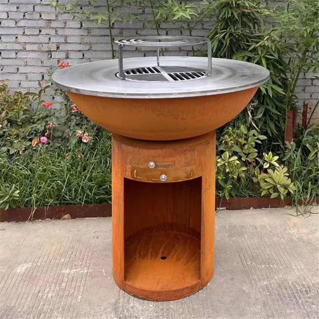 Cortenstahl Feuerschale Ø100cm Holz Plancha Design Garten Terrasse